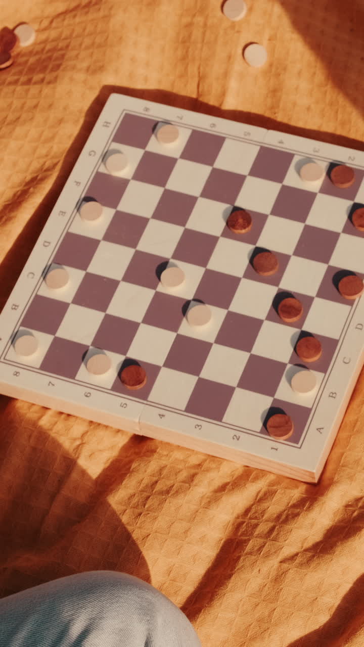 Friends Playing Checkers at a Picnic