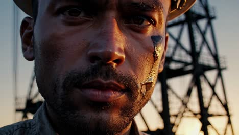 retrato de un trabajador de la plataforma petrolera