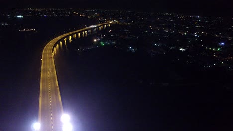 shot of lagos bridge at night
