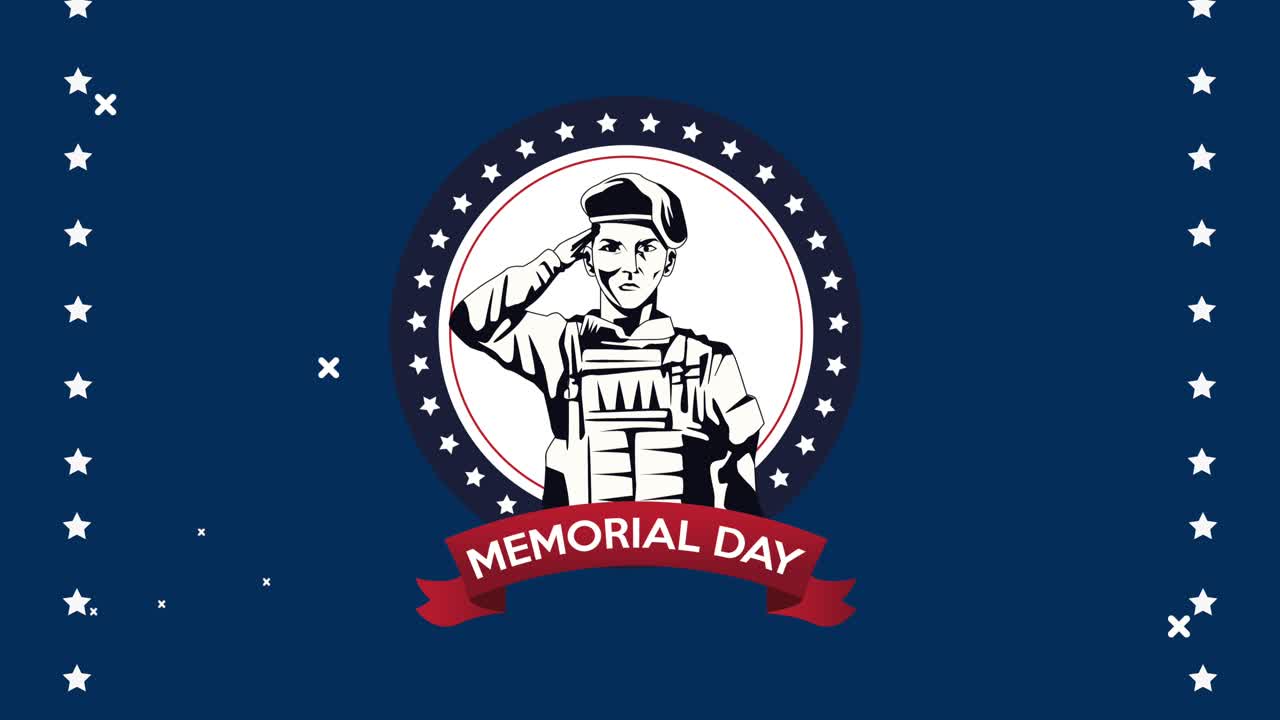 feliz día conmemorativo con letras de soldado y cinta