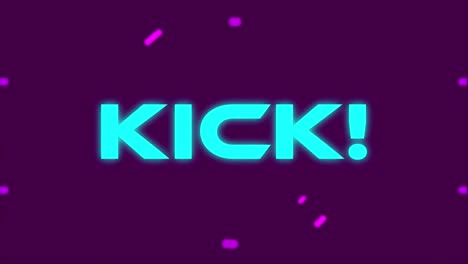 Animation-of-kick-text-over-shapes-on-purple-background