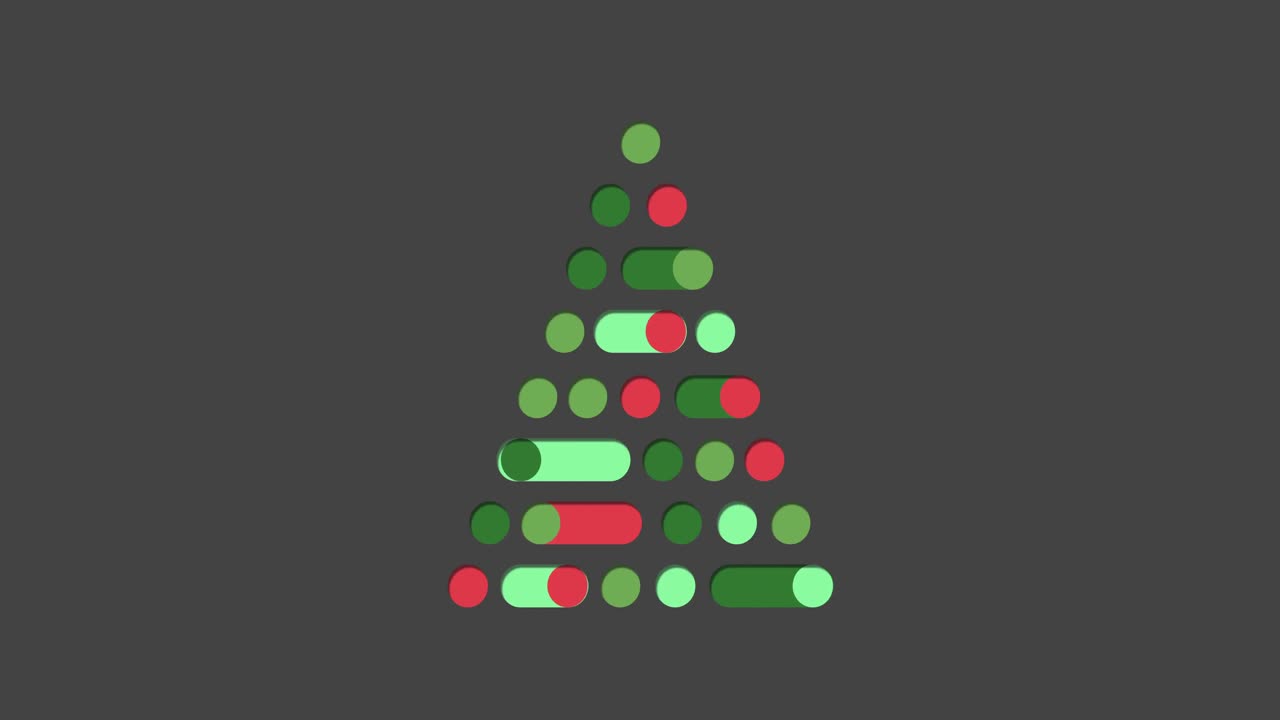 animación de un árbol de navidad digital con bolas y decoraciones de navidad sobre un fondo gris