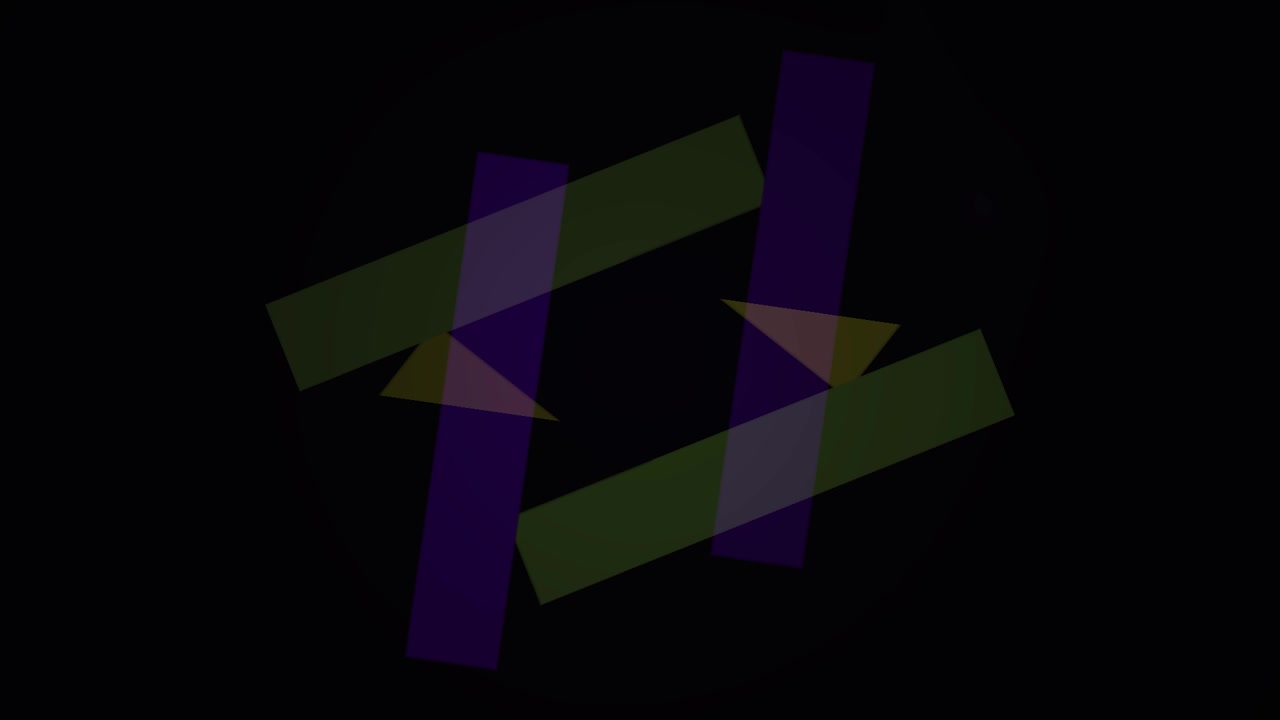 Abstract Geometric Shapes Rotating and Overlapping on Black Background