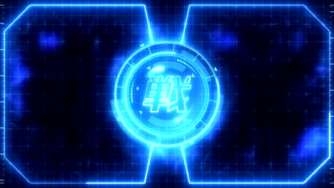 futuristic sports game loop animation. versus battle fight background. radar neon display. chinese character "fight". japanese letter element. game control.