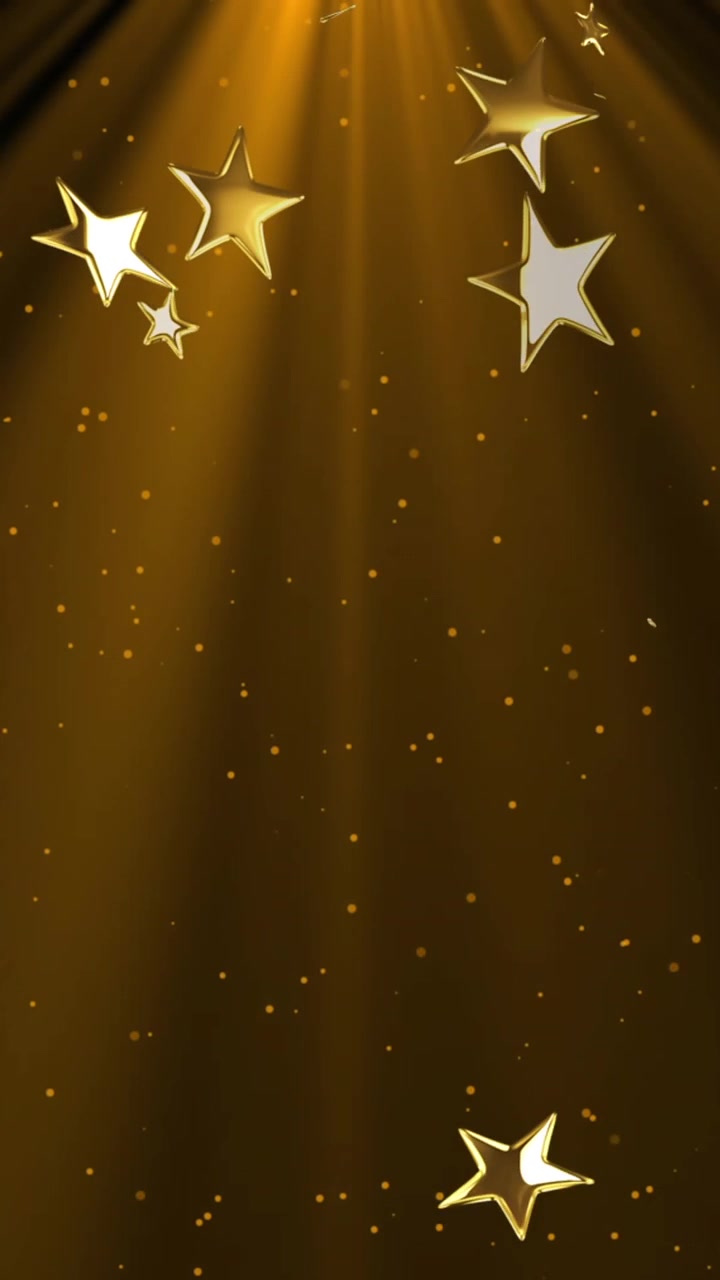 Animazione di stelle di Natale dorate e neve che cade.