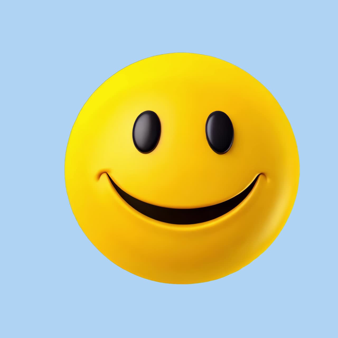 Bright cheerful yellow smiley face animation isolated asset, transparent 4K video, alpha channel