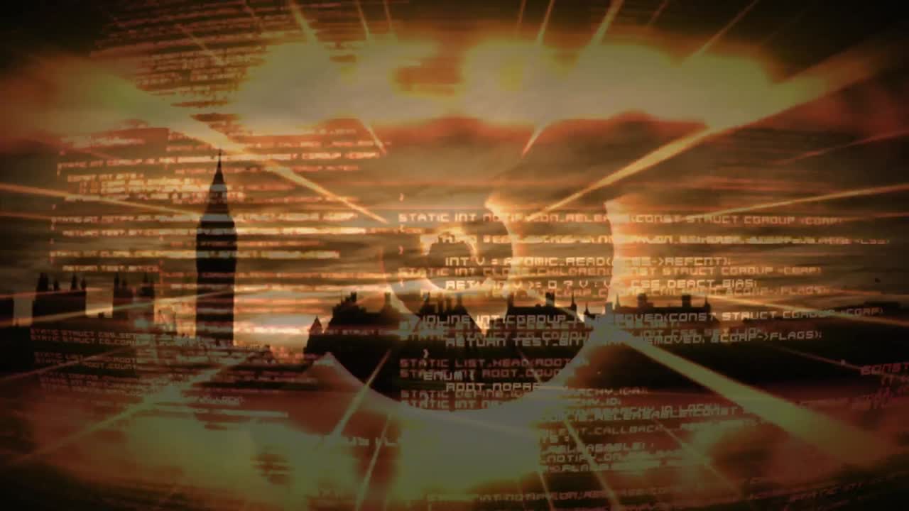 매트릭스가 빛나고 이진 코드가 움직입니다.