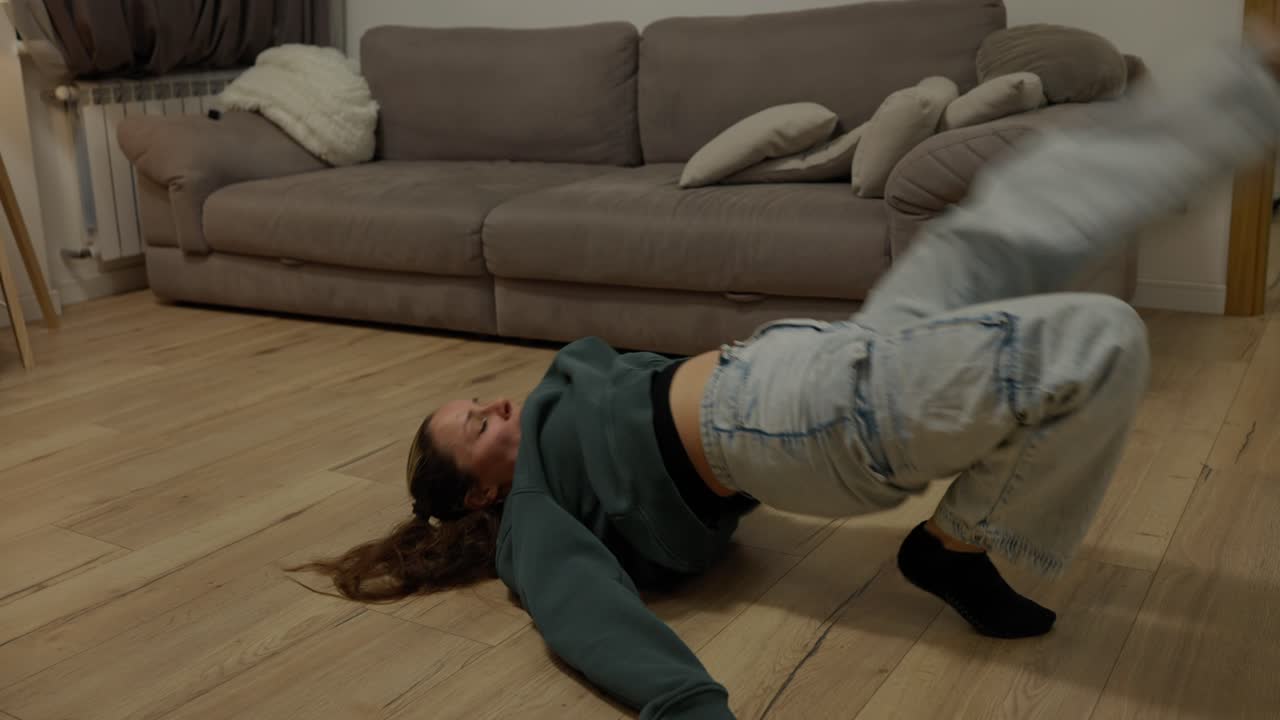 Woman exercising indoors