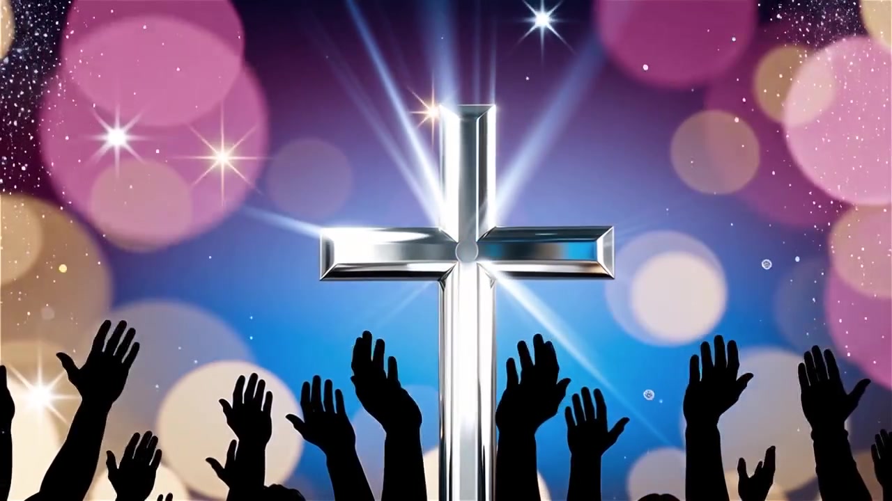 Christian Cross Heavenly Light Worship Background