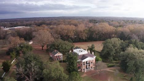 close-up push-in shot of the historic melrose plantation house in natchez, mississippi