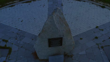 Cinematic-shot-of-the-Galway-Famine-Ship-Memorial-in-Salthill,-Ireland