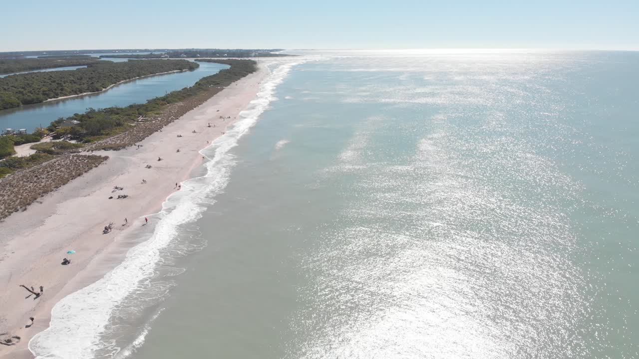 Aerial View of Beautiful Beach with People Relaxing