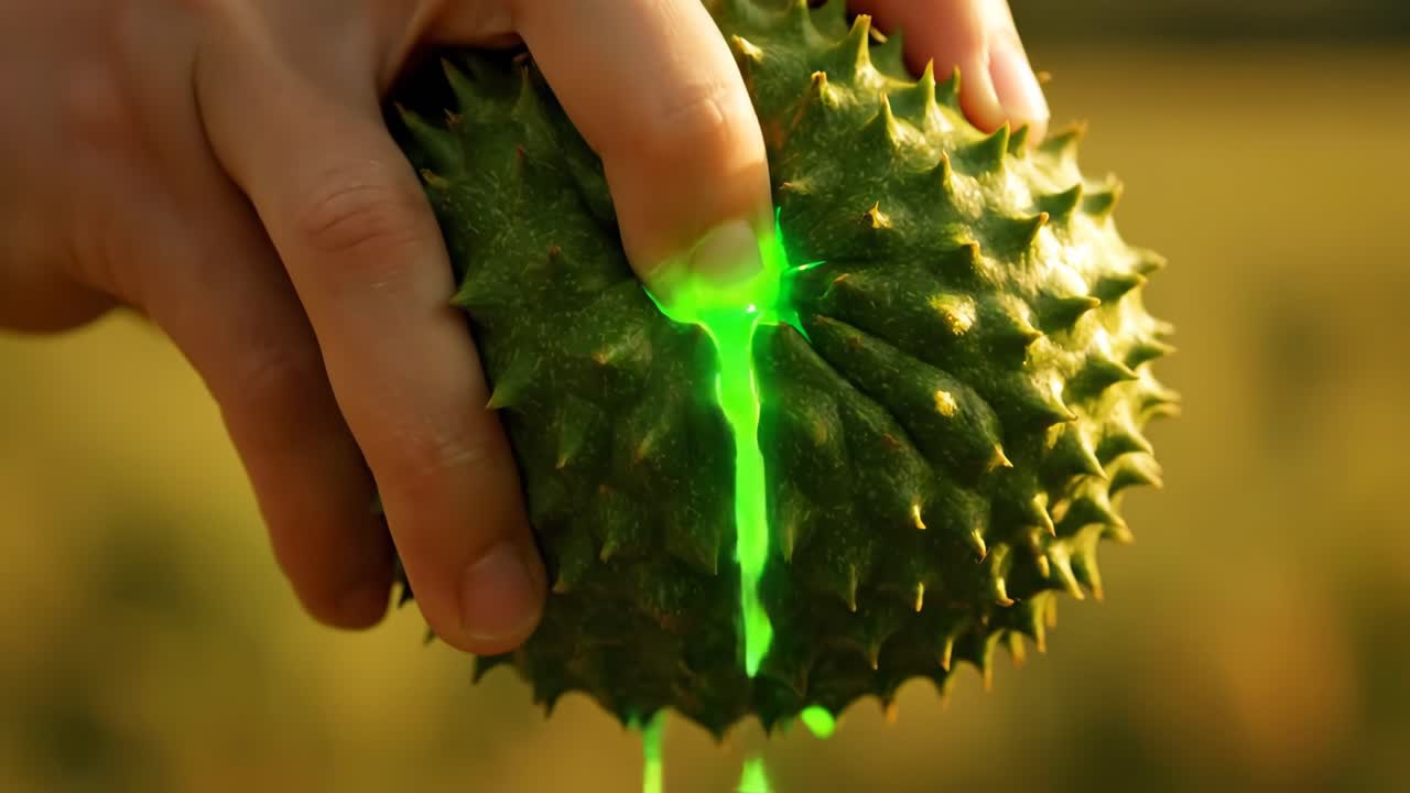 Soursop Fruit with Glowing Liquid
