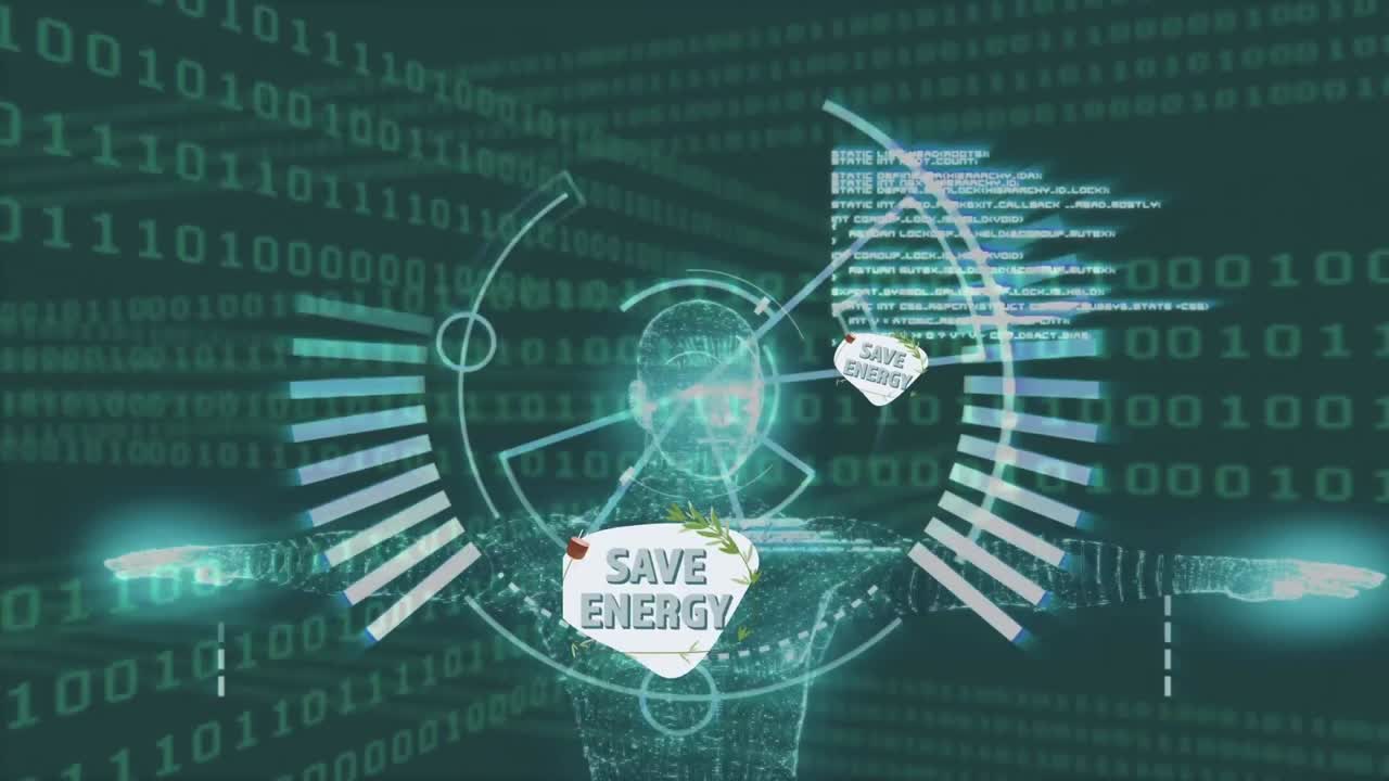 검은색 배경 위의 데이터 처리 애니메이션