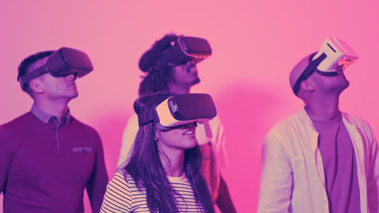 Group of people immersed in a virtual reality experience
