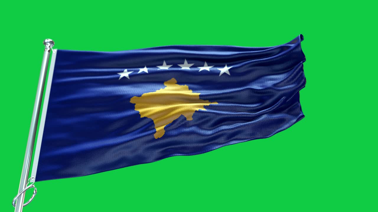 4k Highly Detailed Flag Of Kosova - Kosova Flag High Detail - National flag Kosova wave Pattern loopable Elements