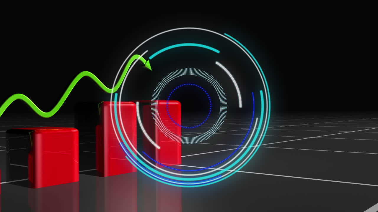 animación del escaneo del alcance sobre el procesamiento de datos financieros sobre un fondo negro