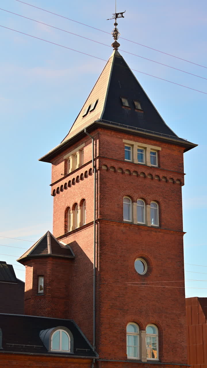 Two storey brick building of School of Management CfL in Copenhagen, Denmark. Vertical