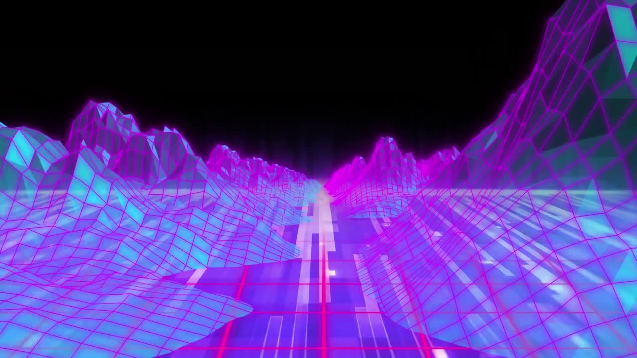 animación de un mapa topográfico rosado brillante de montañas y senderos