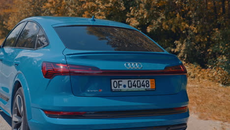 audi e-tron first all-electric suv car. presentation of a new car model.