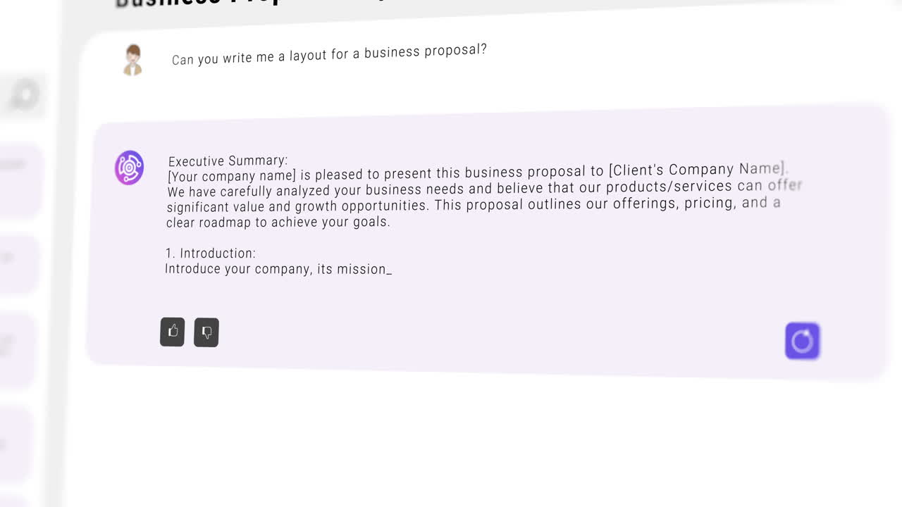 animación del procesamiento de datos de chat sobre la pantalla