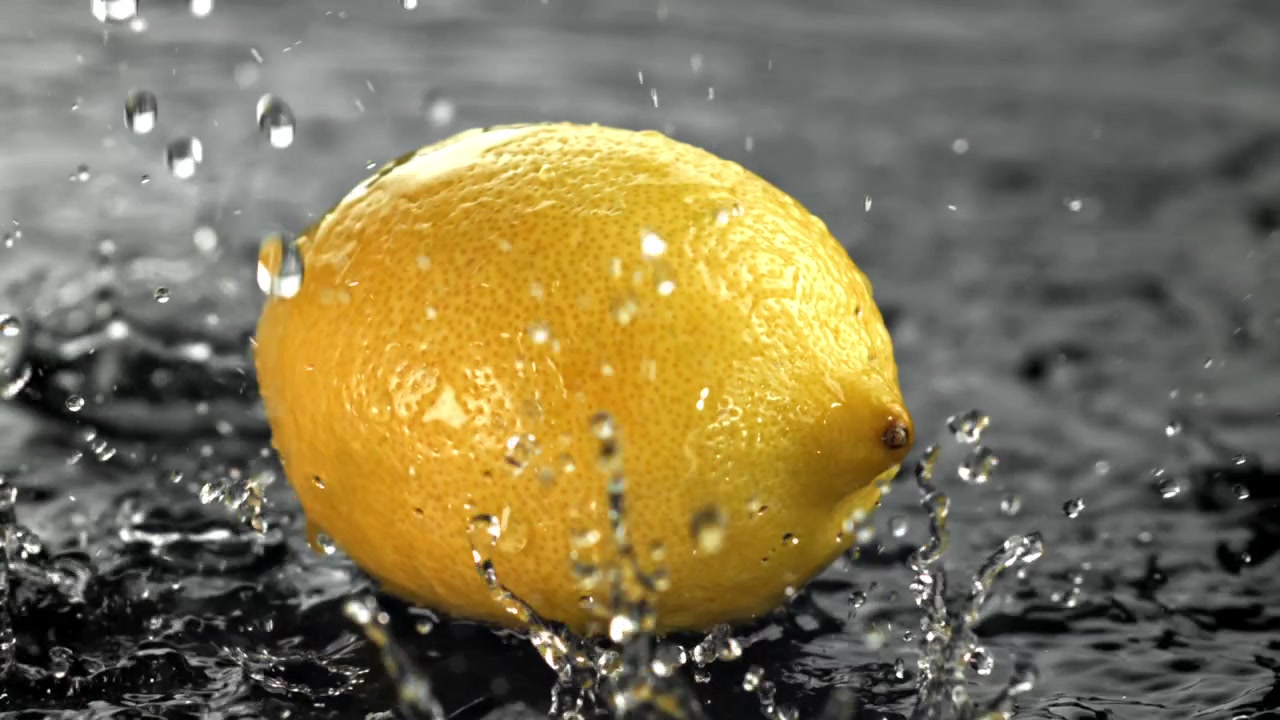 Limone fresco con schizzi d'acqua al rallentatore