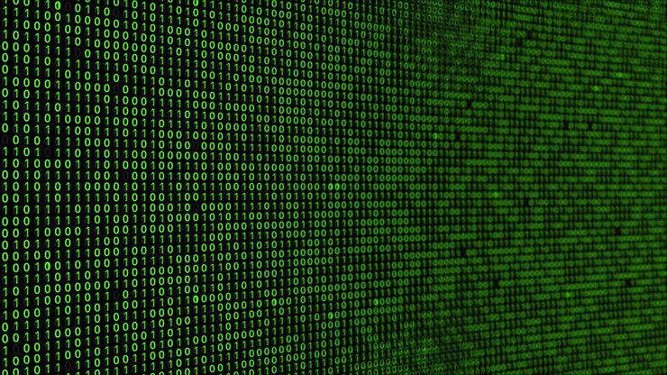 Digital encryption cyber stripes binary code hacker attack data breach matrix big data with