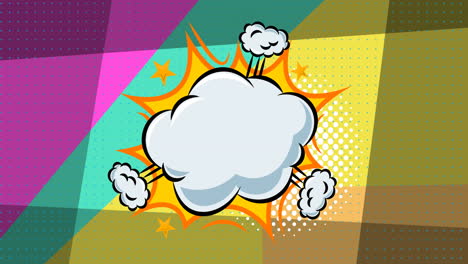 animation of speech bubble on colourful moving background