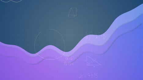 animation of mathematical equations over blue waves