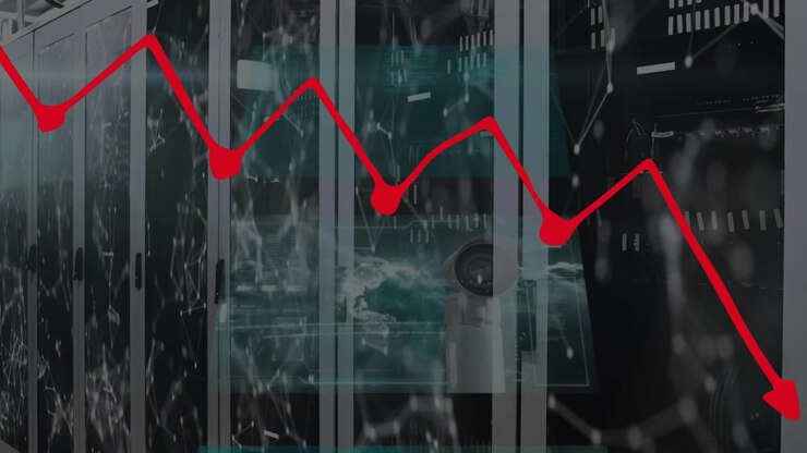 Animation of graph and data processing over server room