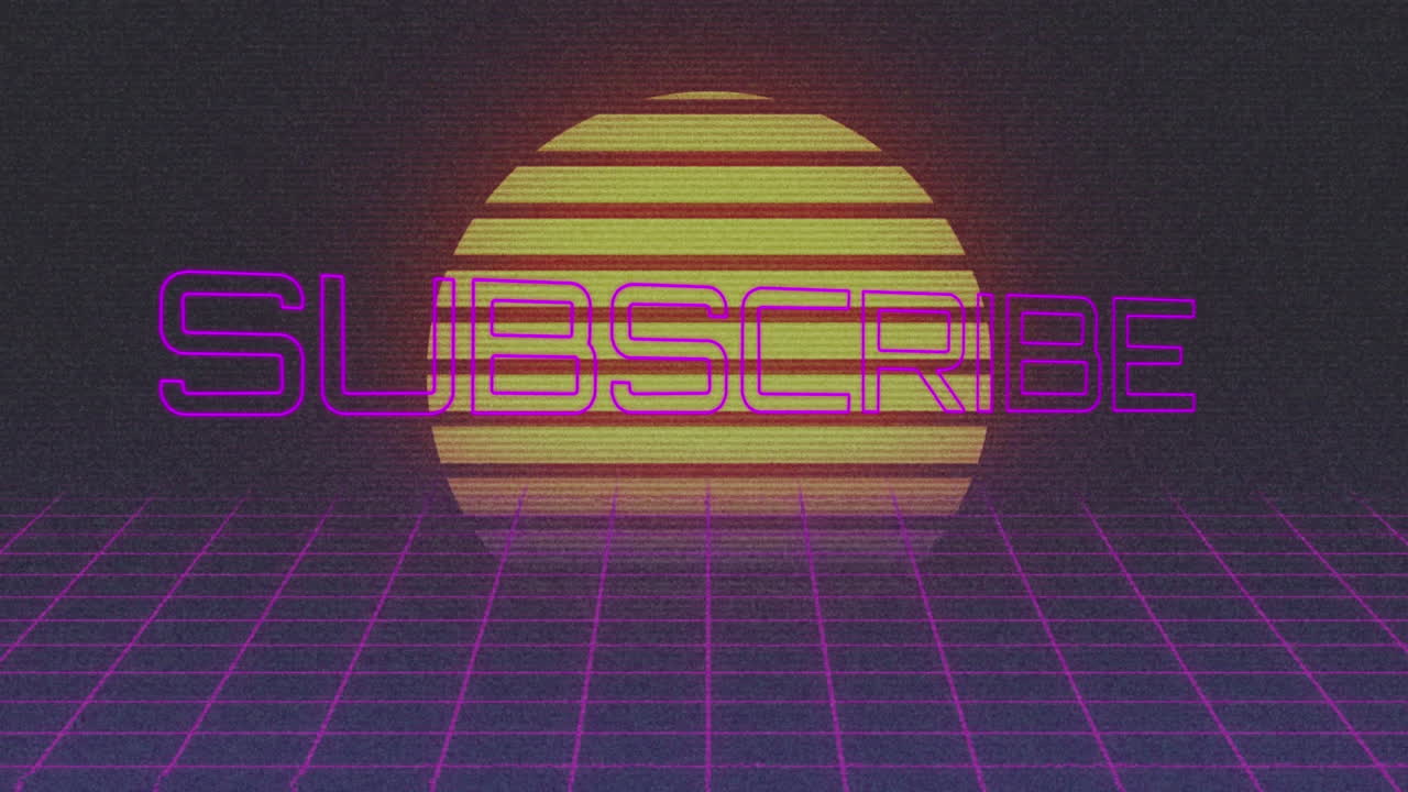 animación del texto de suscripción sobre líneas de neón sobre fondo negro