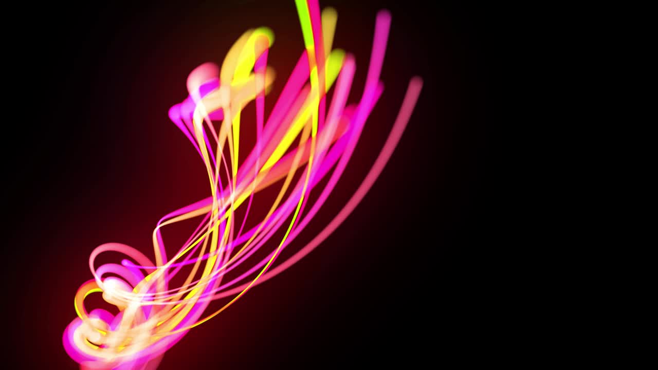 flujo de luz bg en 4k. fondo en bucle abstracto con rastros de luz, flujo de líneas de neón verde rojo amarillo en el espacio se mueven para formar formas en espiral. diseño de movimiento moderno de moda efecto de luz de fondo