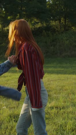 girls walking in a park