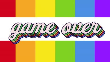 animation of game over text over colorful background