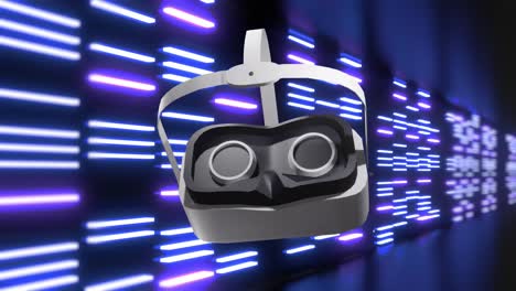 Animation-of-vr-headset-over-neon-purple-lights