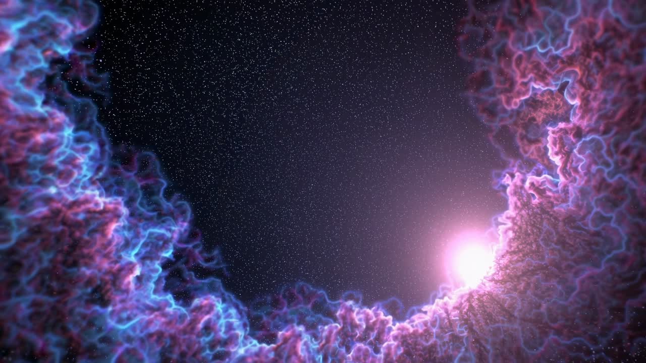 Dinamica nebulosa astratta con una stella luminosa nello spazio esterno