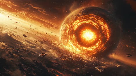 destrucción del planeta en el espacio