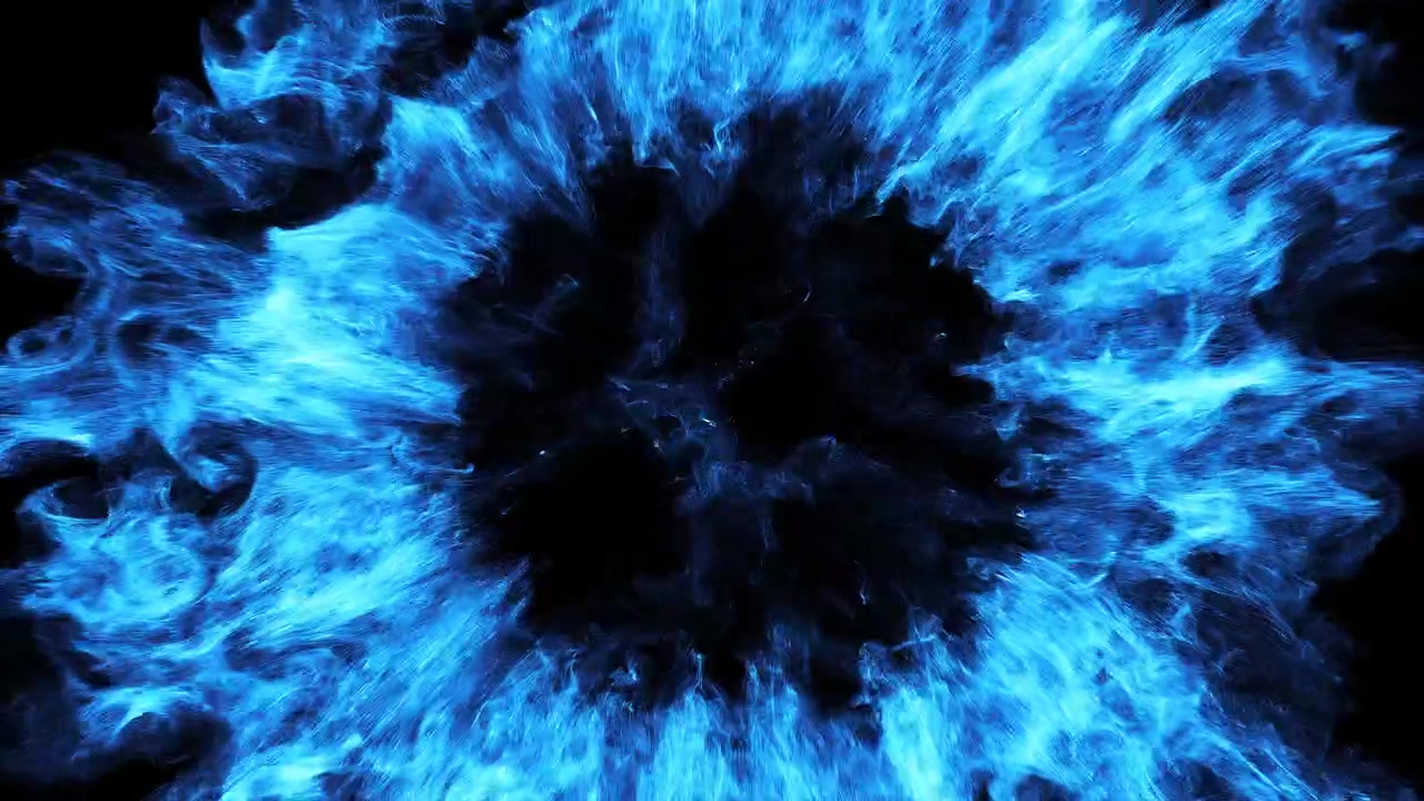 Blue Energy Shockwave Expanding on Black Background