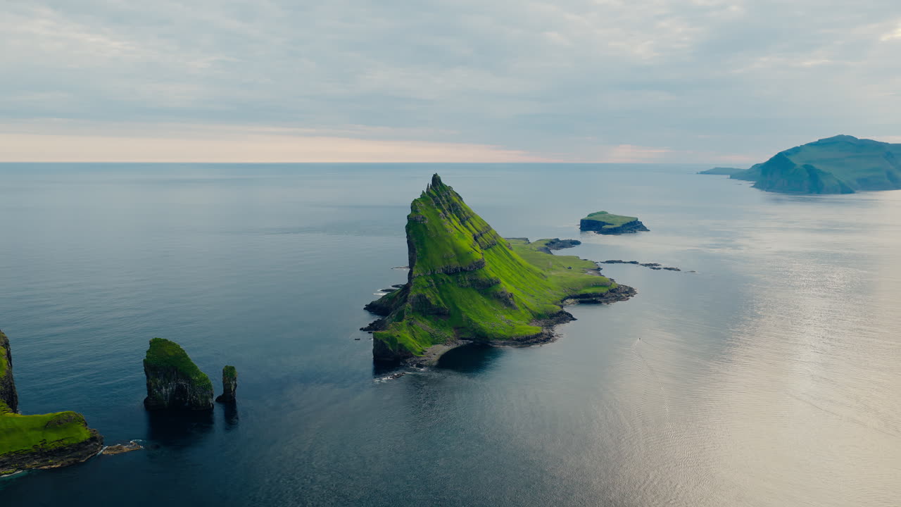 Dramatic Green Sea Stack Island Landscape