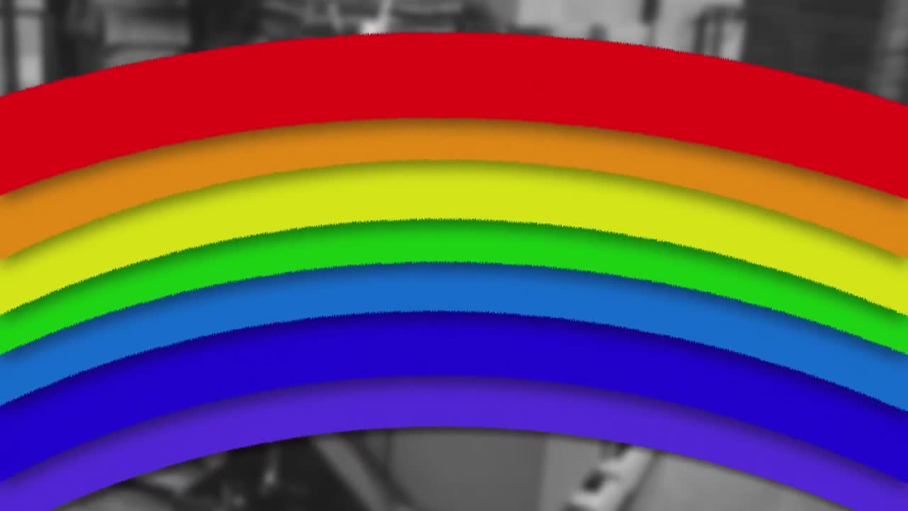 animación del arco iris sobre el almacén