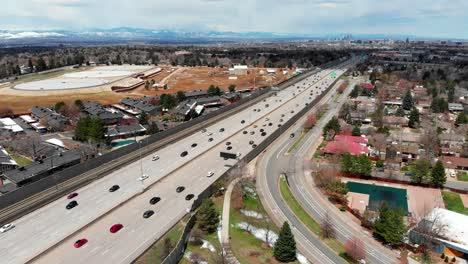 a drone flight adjacent to a denver highway