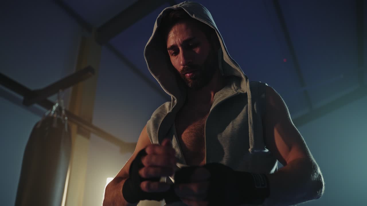 Man preparing for boxing workout