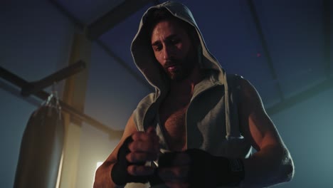 man preparing for boxing workout