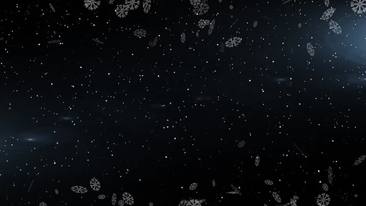 Animation of snowflakes falling on black background