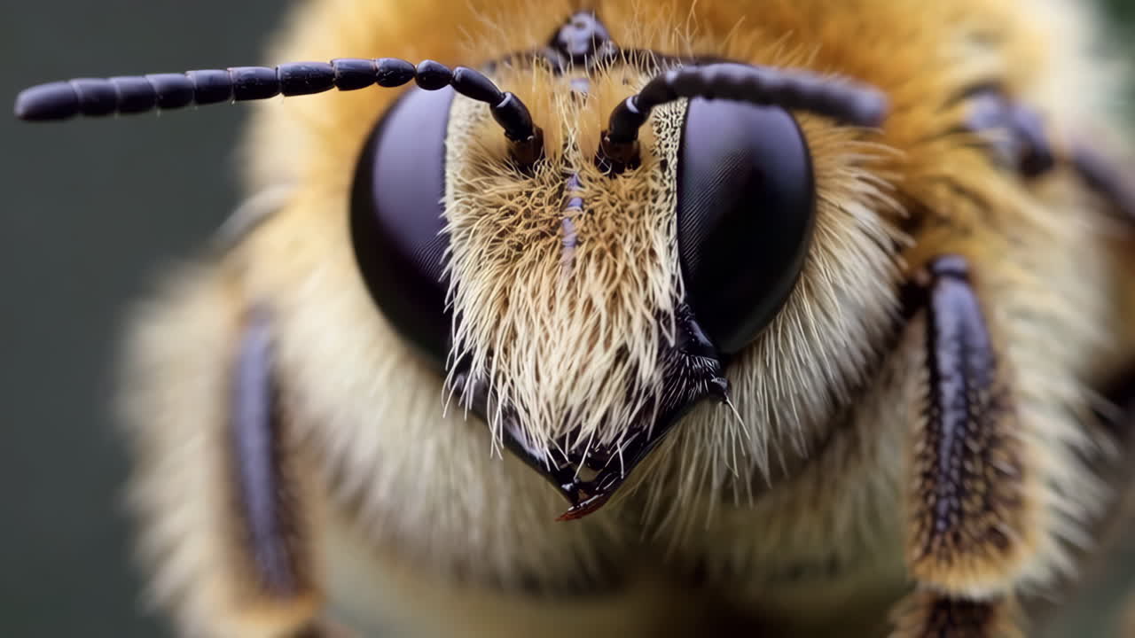 Extreme Close-up of a Bee's Head