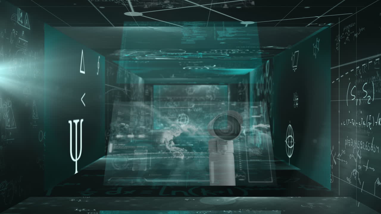 Animation of network of connections with screens and data processing