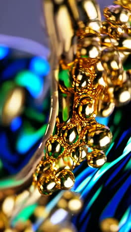 abstract swirls of blue, green, and gold