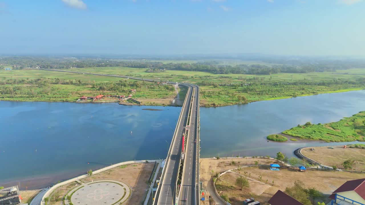 New modern highway bridge in Indonesia, aerial view