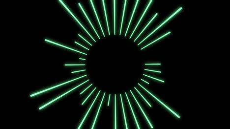 Animation-of-a-circle-of-colored-light-on-a-black-background,-laser-lights-are-making-round-shape-in-opposite-clock-wise-manner