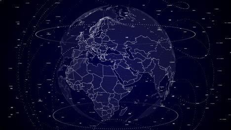 digital-globe-rotating,-zooming-in-on-Jordan-country